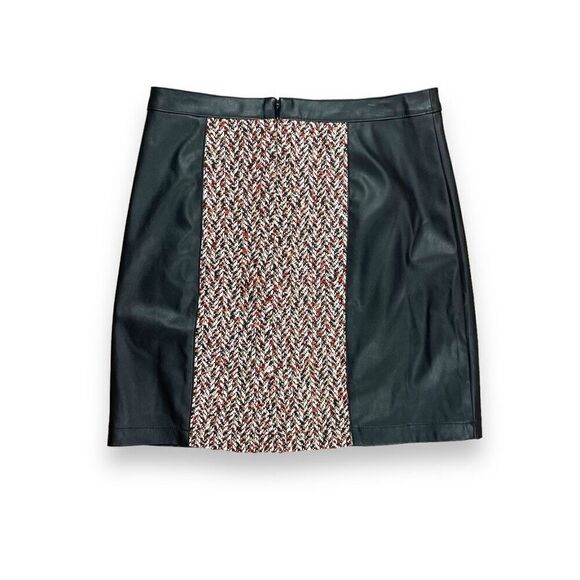 BCBGMAXAZRIA Faux Leather Tweed Mini Skirt Sz S - Picture 6 of 12